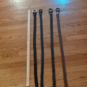 Set Of 4 Faux Leather Braided Belts Brown Size Medium